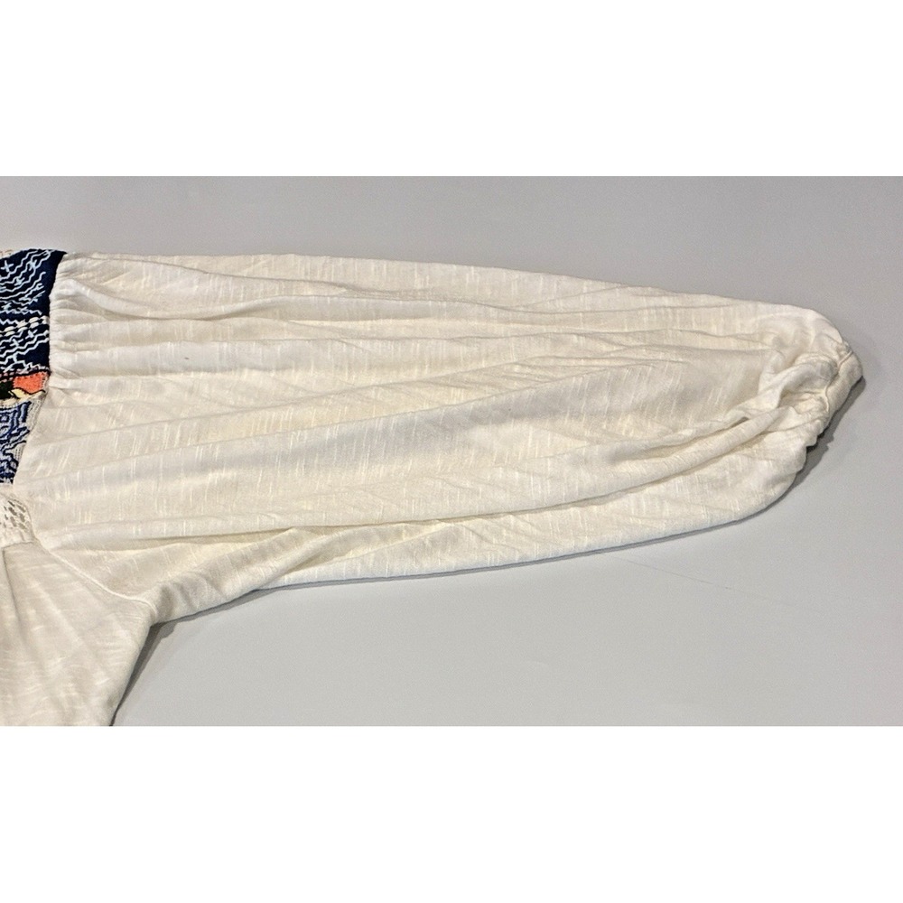Free People Free Bird Embroidered Hi Lo Peasant Top Sz L Flowy Boho Renaissance‎ - Picture 7 of 13